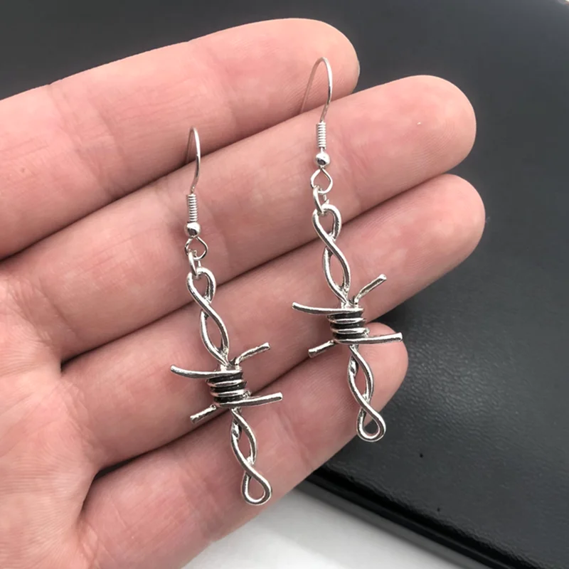 

Small wire Brambles Iron Unisex Choker Earrings Women Hip-hop Gothic Punk Style Barbed Wire Little thorns Earrings Gifts