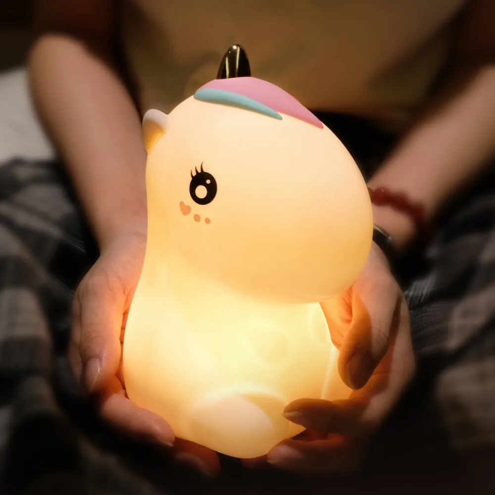 Cute Unicorn LED Night Light Touch Sensor Colorful Nightlights USB Rechargeable Silicone Lamp for Children Baby Birthday Gift