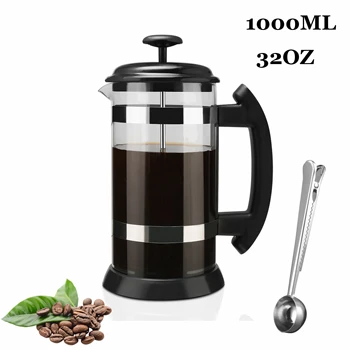 Cafetière à pression française en verre à haute teneur en Borosilicate, cafetière à mousse de lait, mousseur à thé Barista, 1000ML/ 600ML