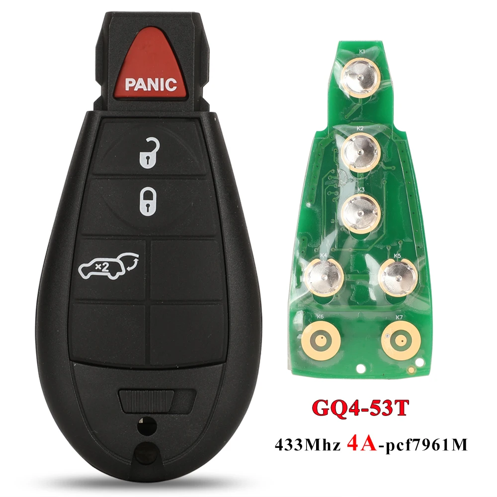 Jingyuqin GQ4-53T 433 MHz 4A Chip Fobik Fernbedienung Auto Schlüsselanhänger für Für Dodge RAM Jeep Cherokee Sport KL Chrysler Town & Country 2014 +