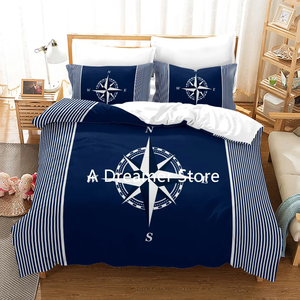 Blue Anchor Bedding Set Quilt Cover Anchor Printed Duvet Cover With Pillowcase 200X200 King Size Bedroom For Children Bed Cover