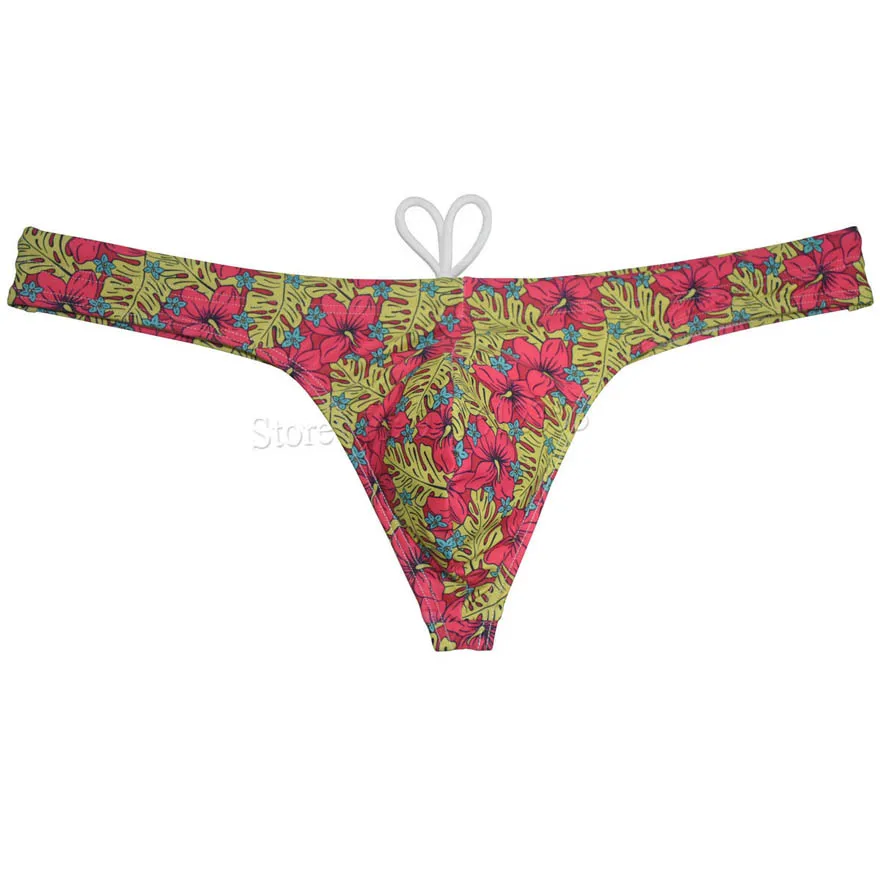 Men's Nylon Low Waist Bikini Swimwear Quick Dry Cartoon Swimsuit Mini Beachwear Smooth Swimwear T-back Surfing Thongs