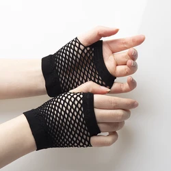 Gants résille courts sans doigts pour femmes, mitaines en maille, noir, fille, punk, rock, paupières, boîte de nuit, fête, sexy, mode, 1 paire