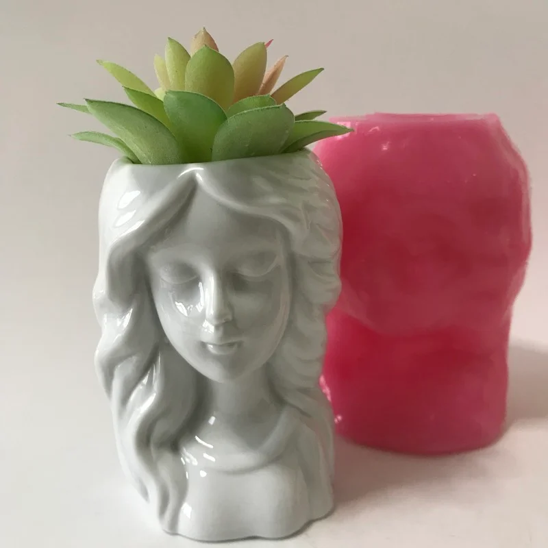 

Silicone 3D Beauty Flower Pot Molds Hand Made Resin Candle Ashtray Pen Holder Vase Mould Cement Plaster Craft Tools