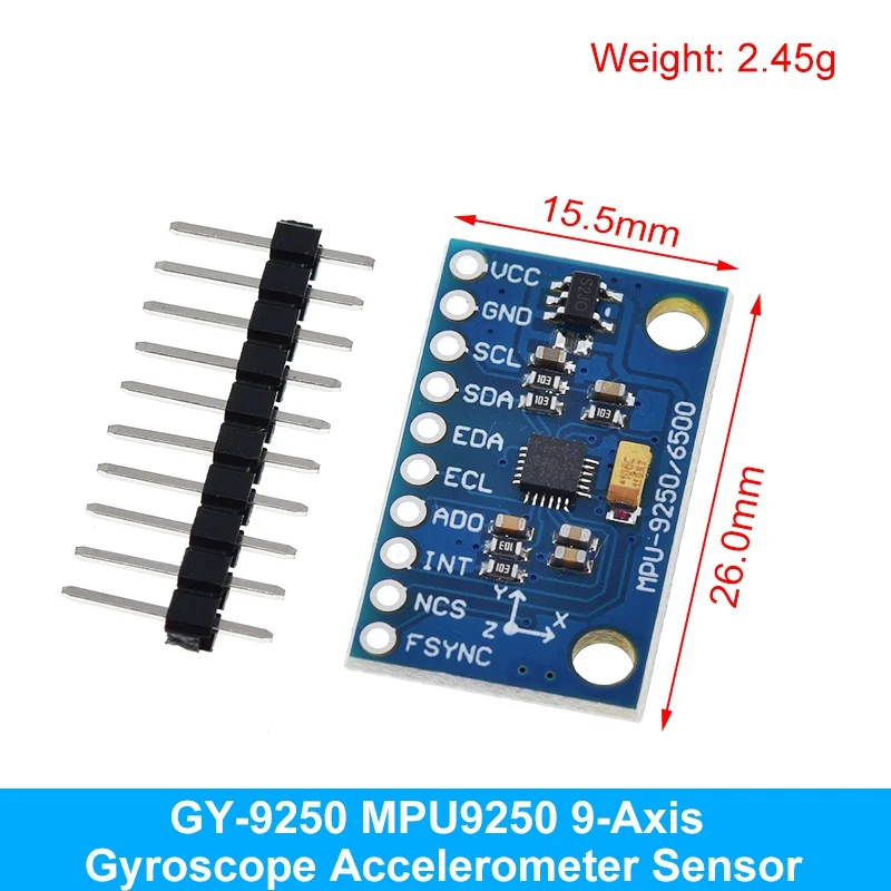 MPU-6050 MPU-9250 BMI160 LSM303DLHC L3G4200D QMC5883L ADXL335 LIS3DSH 3-, 6- und 9-Achsen-Sensor für Lagebestimmung +Gyroskop +Beschleunigungsmesser +Magnetometer – Detail 34