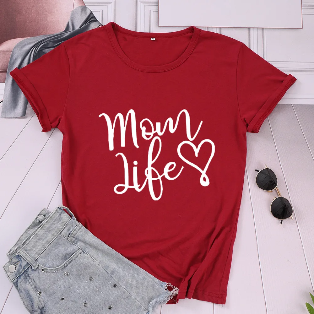 mama mom life Tshirts  100% Cotton Clothes Harajuku Fashion Printed Tshirt  Graphic T-Shirts Femme Top Tees for Mother day gifts