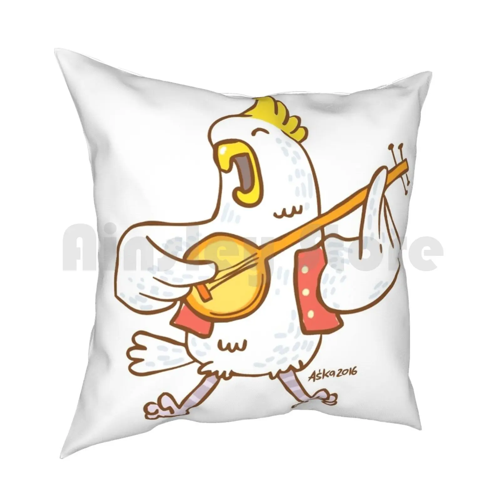 Aussie Cockatoo Pillow Case Printed Home Soft DIY Pillow cover Australian Australian Animal Cockatoo Happy Playing Music