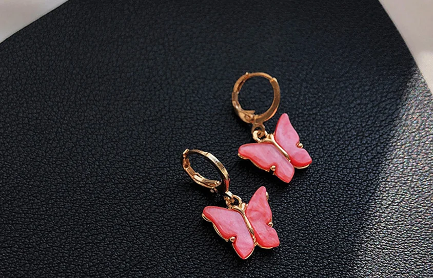 Beadsnice New Women's Earrings Fashion Color Alloy Butterfly Stud Earrings Sweet Colorful Stud Earrings Girls Jewelry ID 40960