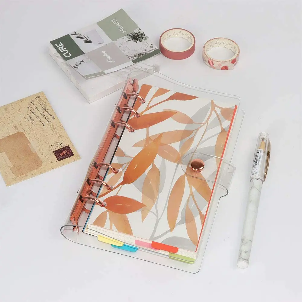 A6 Transparent PVC Notebook Cover Loose Diary Coil Ring Binder Filler Paper Planner Receipt Bag Card Storage Agenda for School