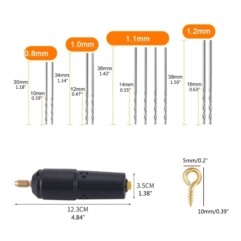 Mini perceuse électrique USB noire, avec mèches pour résine plastique bois polymère argile bijoux pendentif fournitures fabrication