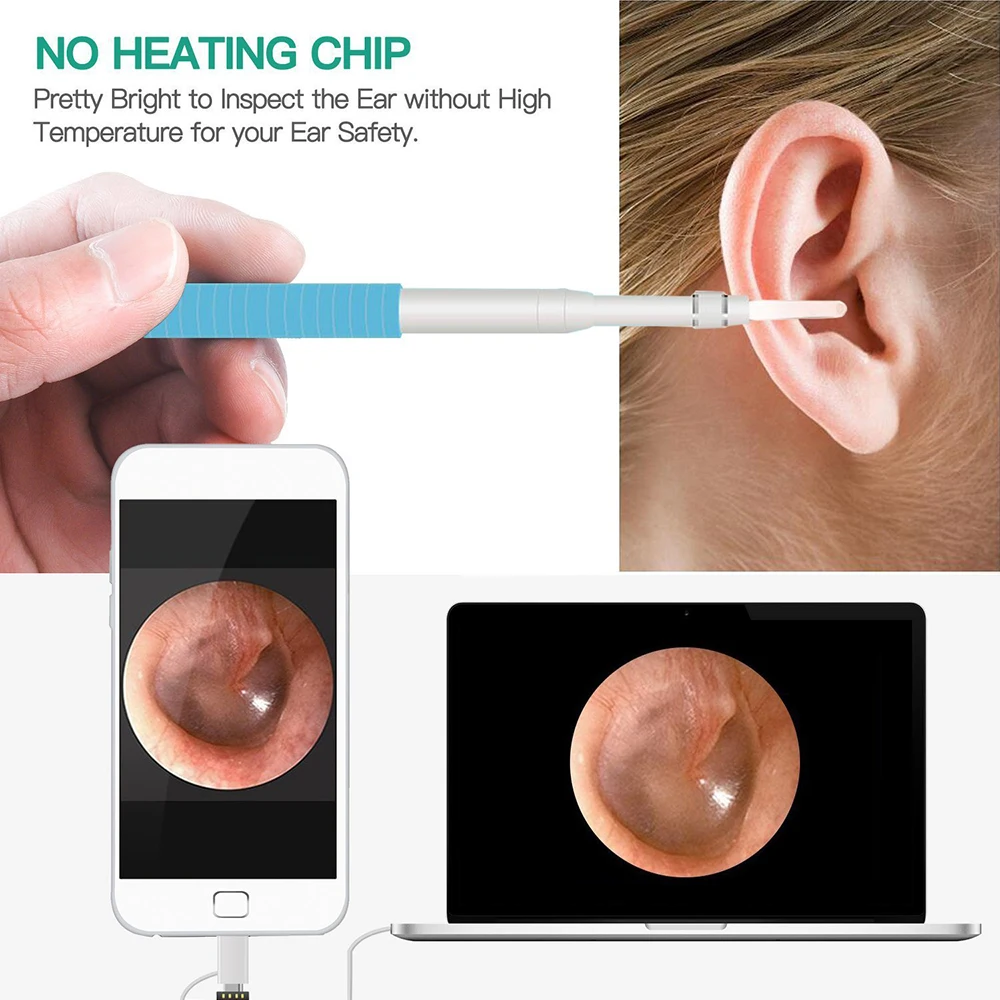 In Ear Cleaning Endoscope USB  Visual Ear Spoon 5.5mm 0.3MP Mini Camera Android PC Ear pick Otoscope Borescope Tool Health Care