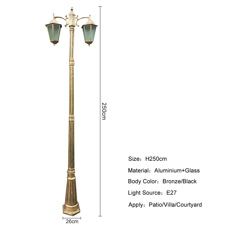 (H≈2.5M) European Thickened Lamp Pole Two Die-Cast Aluminum Garden Lights Outdoor Garden Road Lighting Lighting