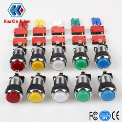 10 Pcs/lots Chrome Plating 5V/12V 30mm LED Illuminated Push Buttons With Micro Switch For Arcade Machine Games Mame Jamma Parts