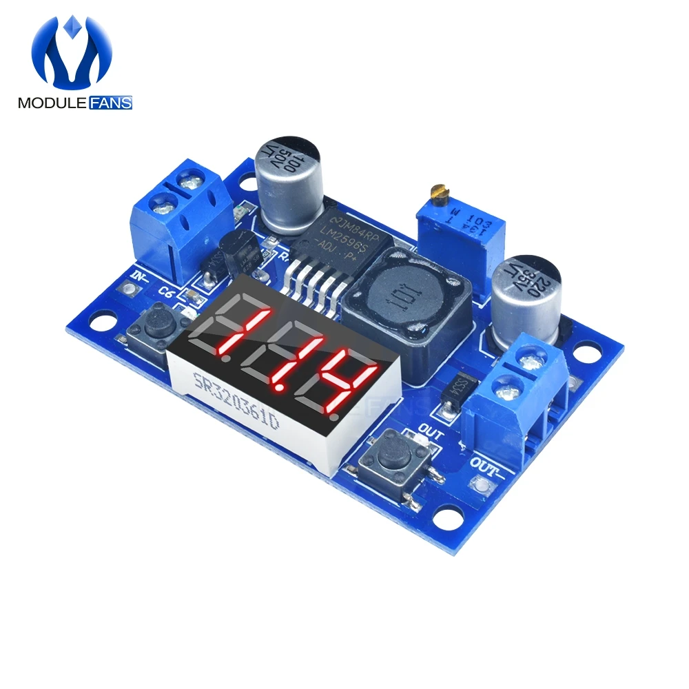 LM2596 LED Digital Voltmeter Display Buck Step Down Power Converter Module  Adjustable Board DC-DC 2A Short Circuit Protection