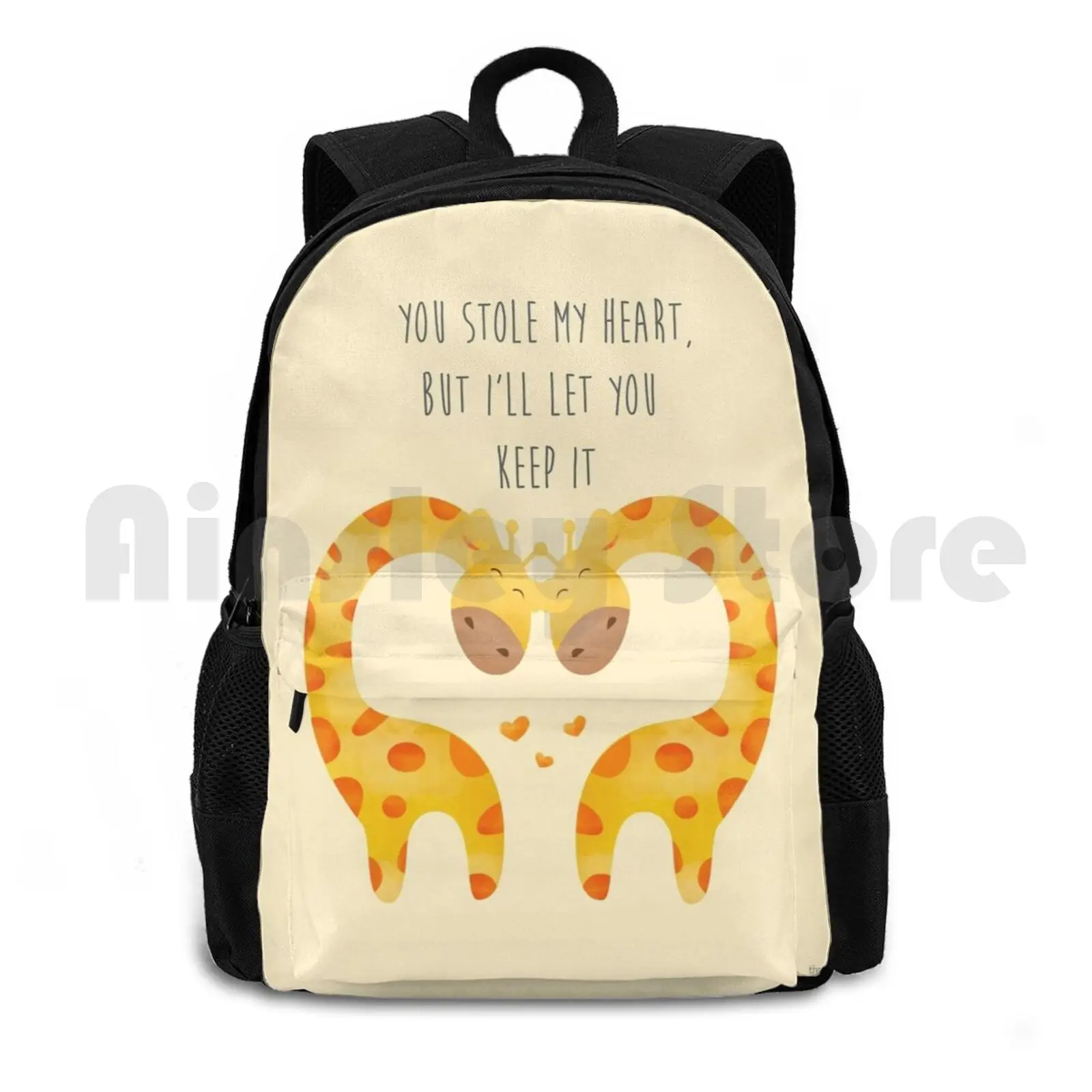 

Giraffe Couple With Heart-You Stole My Hear But I Will Let You Keep It-Happy Valentines Day Outdoor Hiking Backpack Waterproof