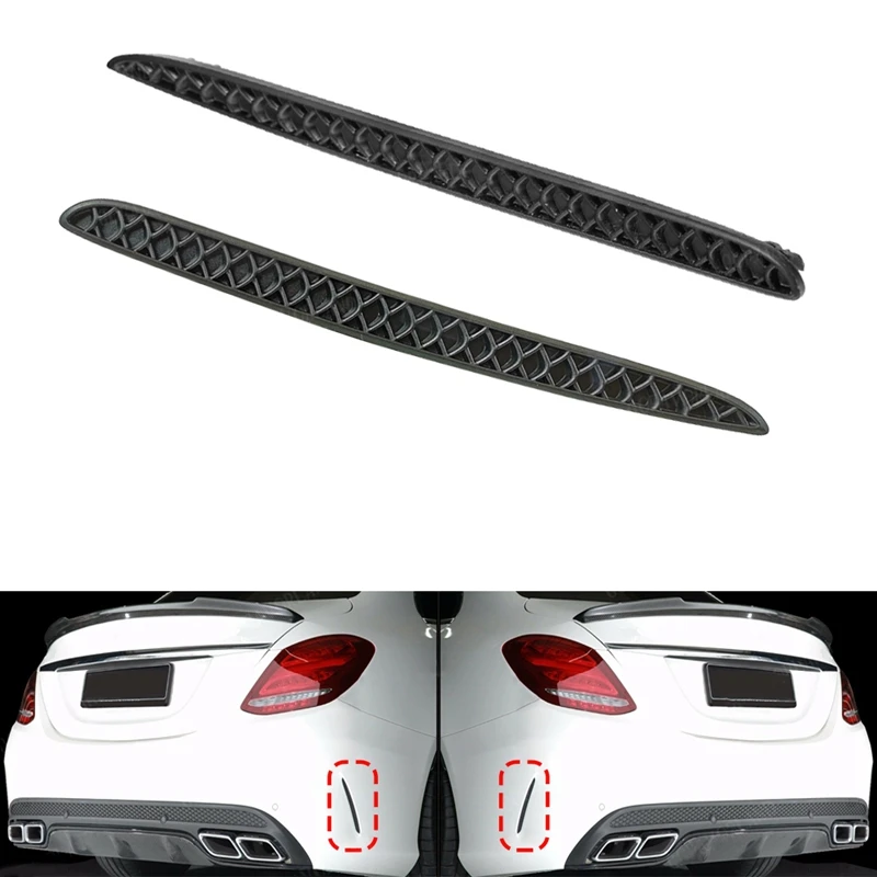 1 Pair Rear Bumper L+R Side Cover Cap Honeycomb Grill 2058850053 2058850153 for Mercedes-Benz C63 W205 AMG 2013-2017