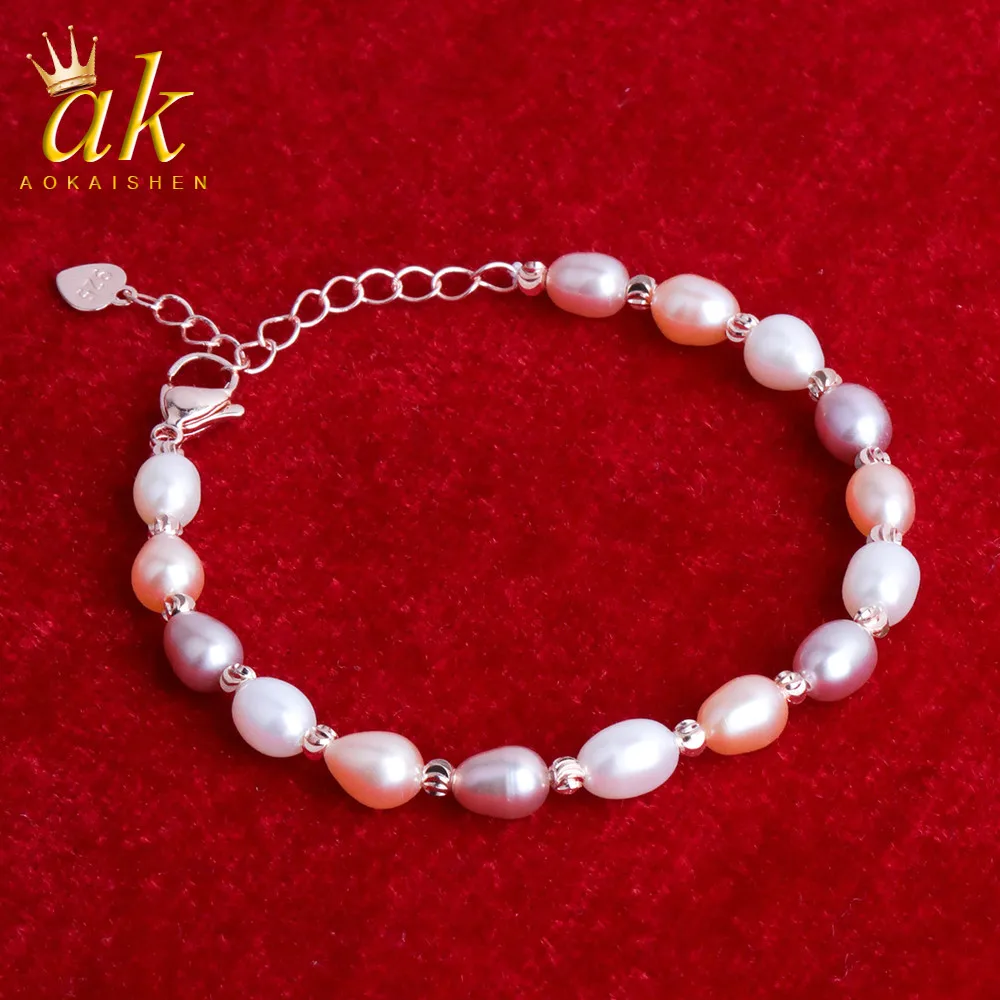 Colorful Freshwater Pearl Bracelet for Women Silver 925