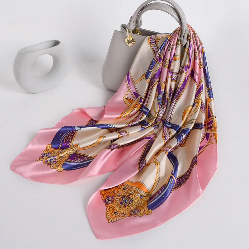 New Fashion Woman Scarf horse Pattern Print 90*90 Square scarf Sun protection Shawls Ornaments  decoration Headdress Gift