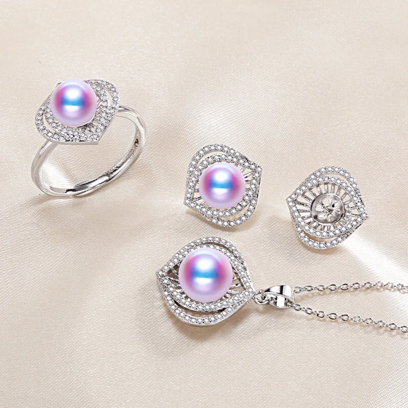

DIY Pendant Ring and Earrings Jewelry Set Base Mountings Settings Findings Jewelry Settings Parts for Pearls Beads Stones