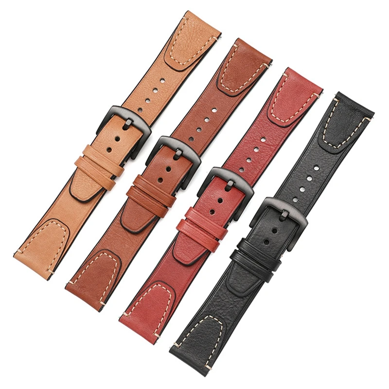 Retro Vegetable Tanned Leather Strap18mm 20mm 22mm 24mm Quick Release Genuine Leather Watchband for MOTO GearS3