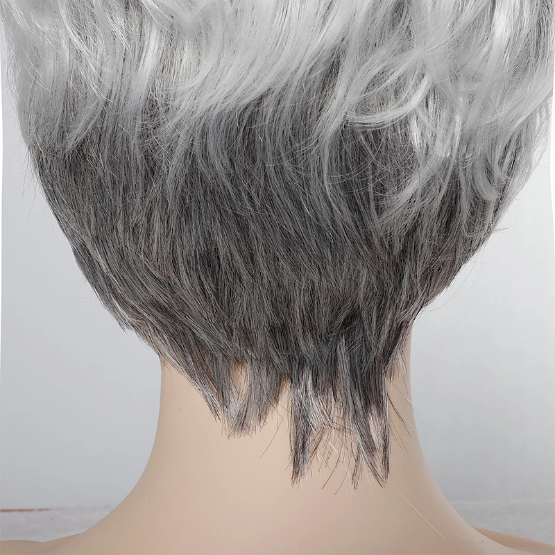 Short Straight Bob Synthetic Wigs Soft Sliver White Hair For Women Heat Resistant Daily Wigs