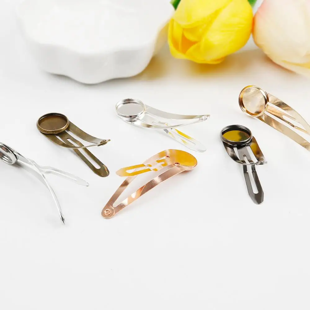 10pcs Classic Metal Hairpin Hair Clips Base Fit For 12mm Cabochons Cameo Setting DIY Hair Ornaments Jewelry Findings Making