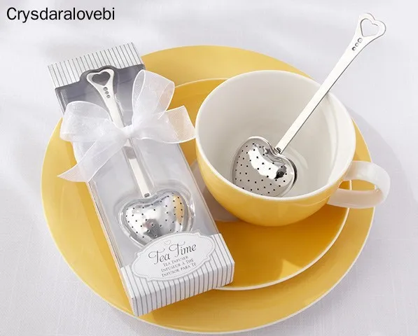 

100pcs wedding gift TeaTime Heart Tea Infuser Favor in Teatime Gift Box