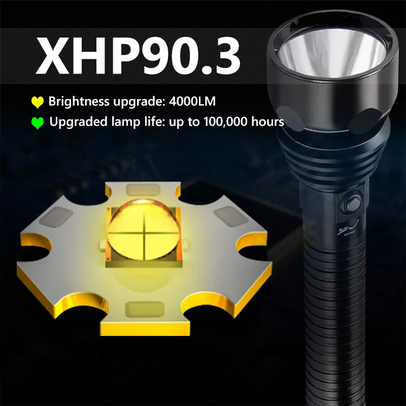 10000mAh XHP90.3 Most Powerful LED Scuba Diving Flashlight 200m Underwater Torch 4000LM Waterproof XHP70 Dive Lamp Lantern Light