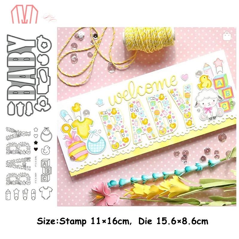 Mai BABY Buchstaben Stoff Metall Stanzformen und Stempel Schablone für Scrapbooking Fotoalbum Prägung dekorative DIY Papierkarten
