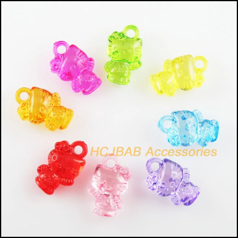 70 nuovi ciondoli per gatti animali ciondoli in plastica acrilica trasparente misto 10x16mm