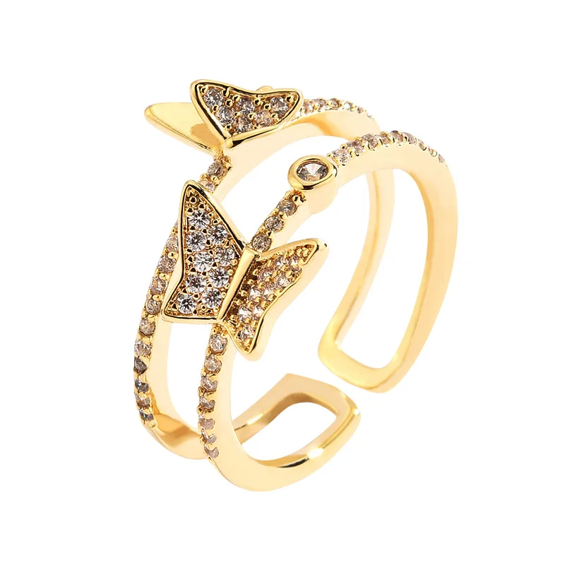 

2021 New Beauty Sexy Butterfly Ring Female Fashion Light Luxury High Sense Cold Wind Index Finger Ring Open Ring