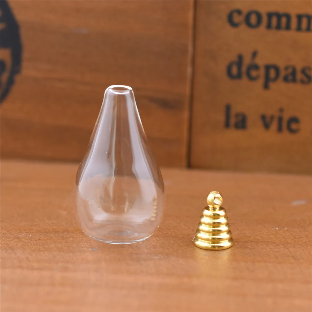 5pcs 37*18mm Glass Drop Vase With Cap Glass Bottle Pendant DIY Jewelry Making Materials Jewelry Accessories Findings