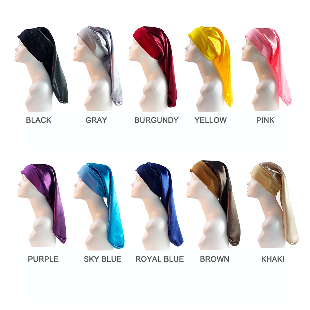 Unixes Satin Sleep Cap For Long Hair Silk Long Bonnet With Soft Wide Band Natural Curly Hair Braids Dreadlock