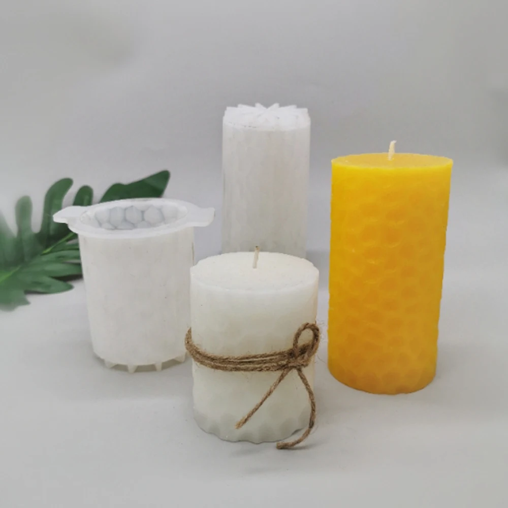 DIY Handmade Candle Mold Cobblestone Texture Plastic Candle Making Model Reusable dried flower tealight scented candles mould