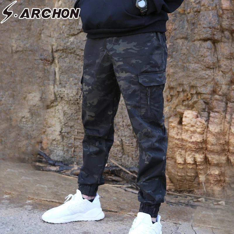 S.archon-Pantalones casuales de camuflaje para hombre, ropa de calle a la moda, estilo militar táctico, Cargo, envío directo