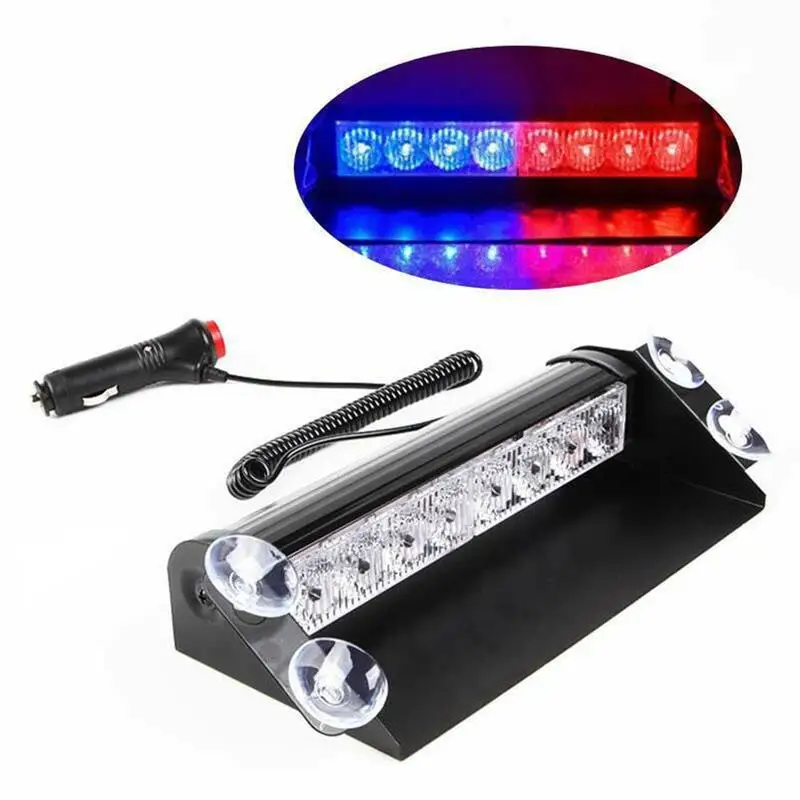 New 8LED 12V Car LED Strobe Light Truck Emergency Flasher Dash Strobe Warning Light Day Running Flash Led Police Lights Red/Blue