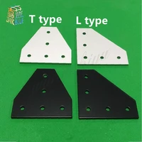 2 unids/lote 5 agujeros negro/plata placa de junta soporte de ángulo de esquina tira de unión para 2020 3030 4040 perfil de aluminio