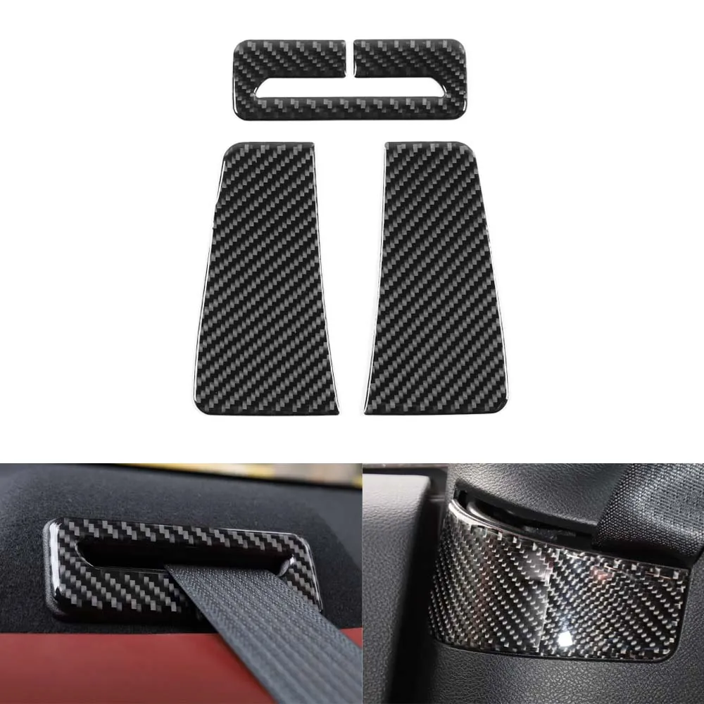 For Dodge Challenger Charger 2015 up Car Seat Belt Buckle Stickers Decoration Cover Trim Interior Styling Accessory Real Carbon