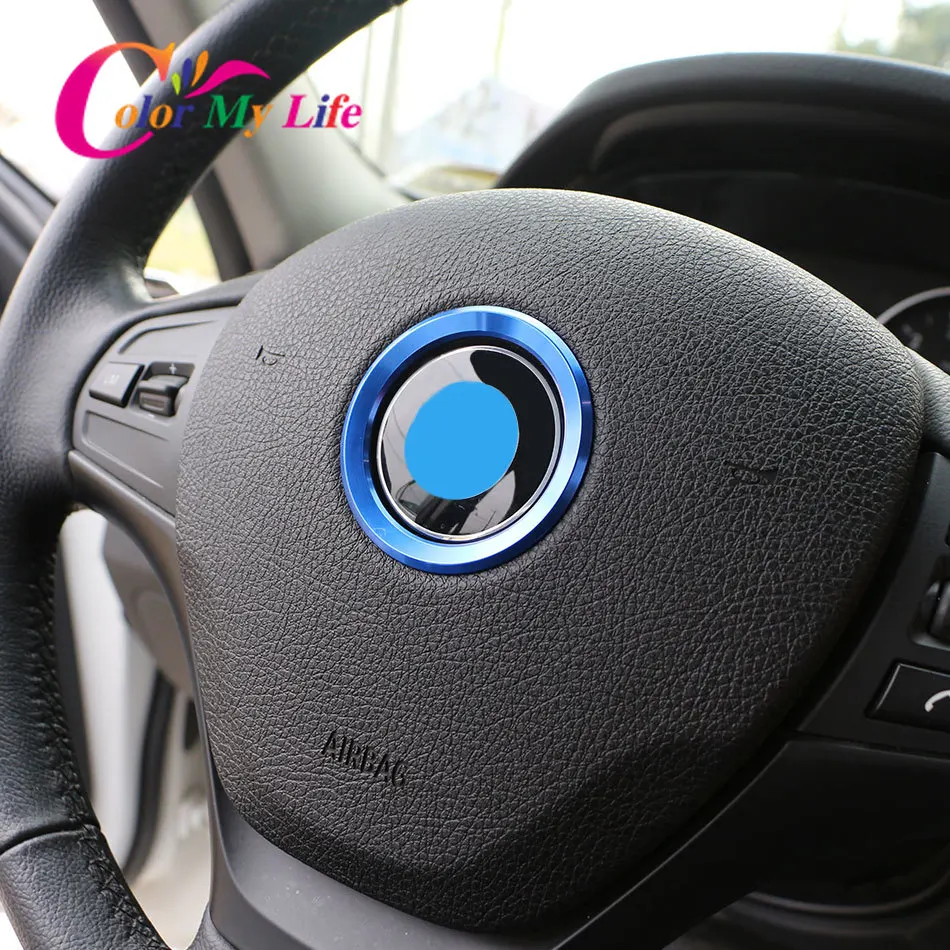 Color My Life Car Steering Wheel Logo Circle Cover Trim Sticker for BMW X1 F48 F30 F31 F34 F35 F36 F25 F26 F21 F20 F15 F16