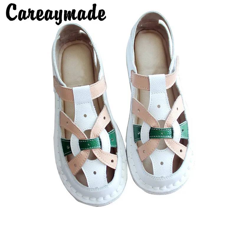 Careaymade-estate nuovo stile letteratura e arte scarpe da donna retrò, sandali originali in vera pelle traspirante fatti a mano