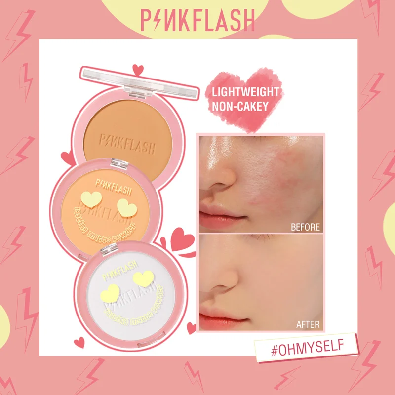 PINKFLASH Makeup Pressed Powder Oil Control Matte Face Setting Powder Waterproof Natural Superfine Make Up Loose Powder