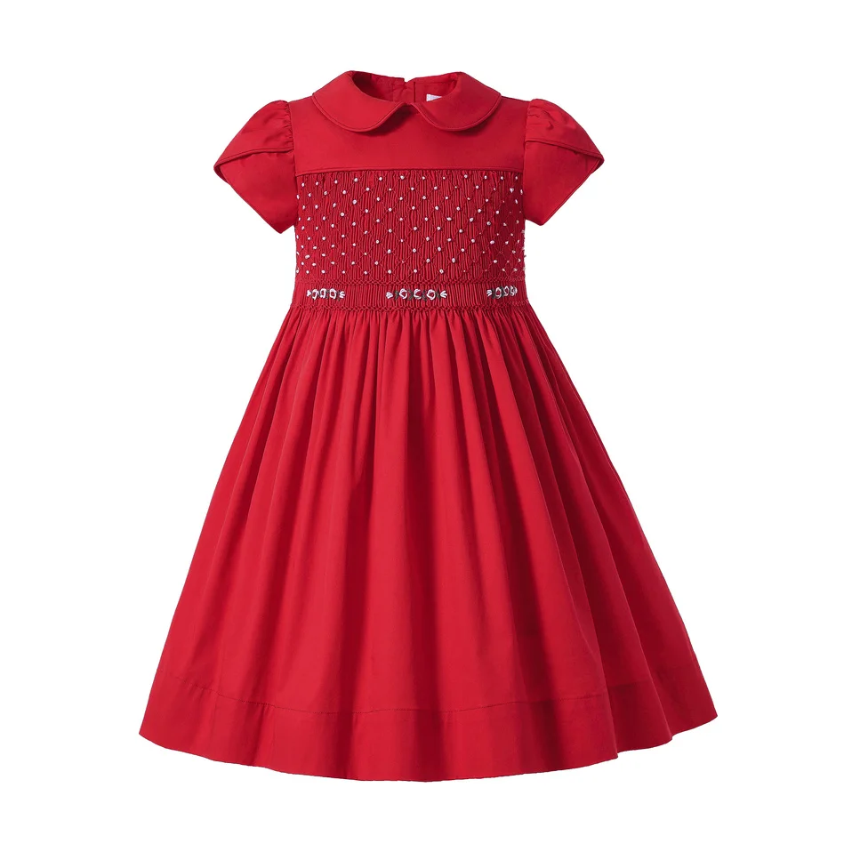 Pettigirl Elegant Red Christmas Smocked Dresses for Girls Fluff  Sleeve Party Kids Clothes Outfits 234568101214 Years Old