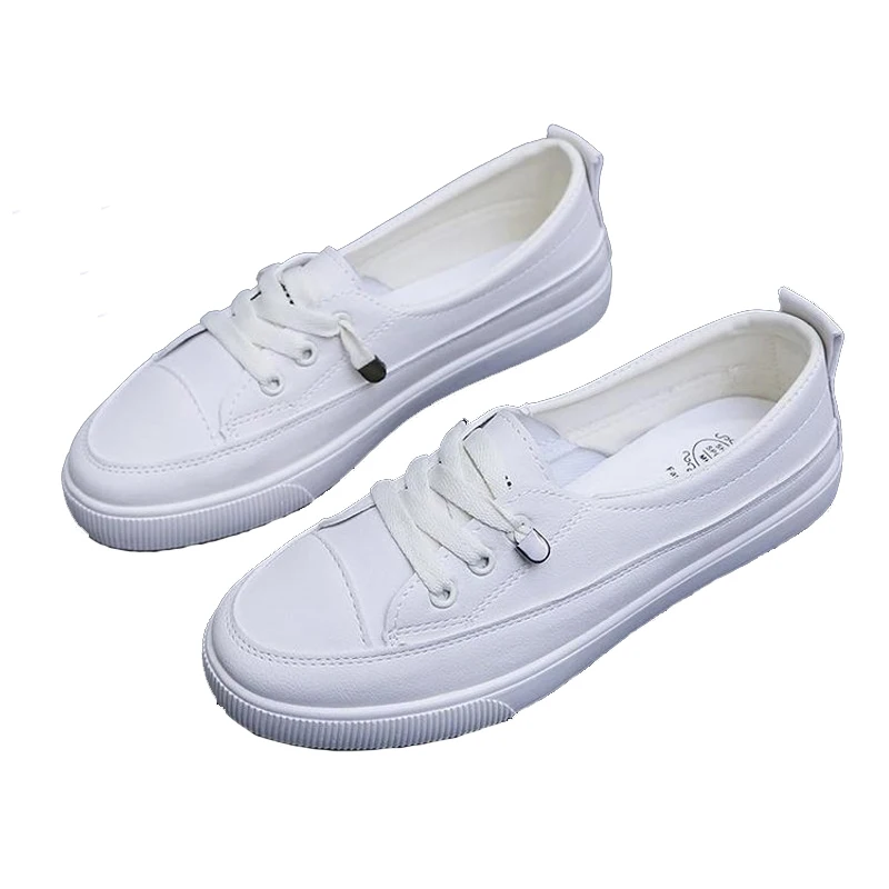 2022 Low Platform Sneakers Women Shoes Female Pu Leather Walking Sneakers Loafers White Flat Slip On Vulcanize Casual Shoes