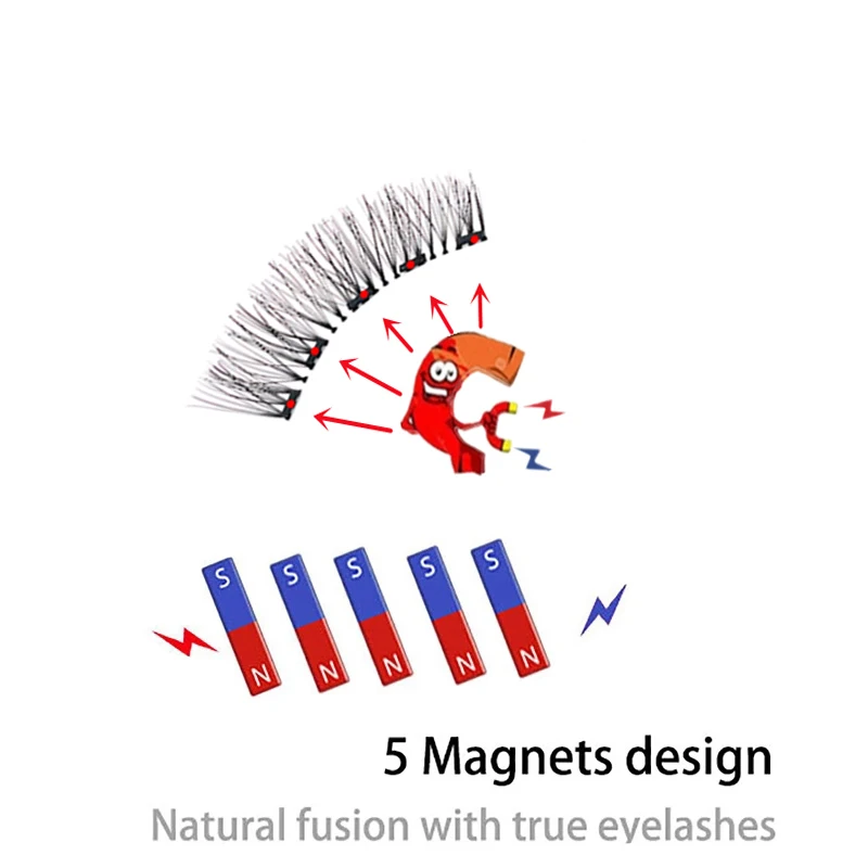8 Pcs 2 Pairs Magnetic False Eyelashes 3D Magnet Eyelashes Makeup Eyelashes Tools Personal Eyelash Extensions