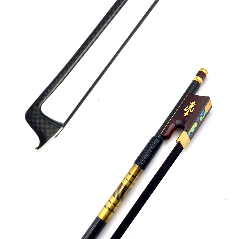 1pcs New light black Grid plaid carbon Fiber Stick 4/4 violin bow Fiddle Bow,Siberia white/black horesehair horsetail