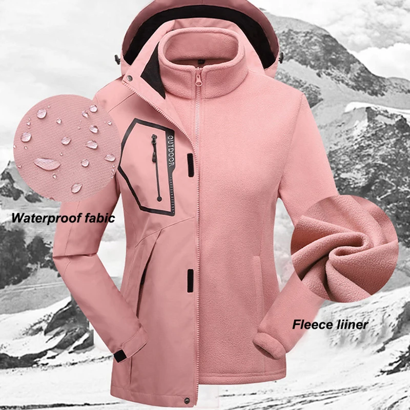 Women Ski Suit 3 in 1 Jacket+Pants Winter Breathable Warm Sports Waterproof Windproof Skiing and Snowboarding Suits Snow Wear