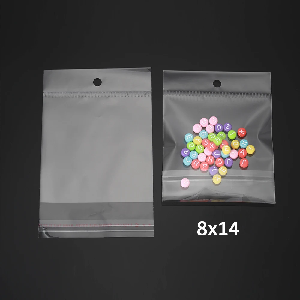 100pcs Multiple Size Clear Self-adhesive Cello Cellophane Bag Self Sealing Plastic Bags for Candy Packing Resealable Bag Jewelry