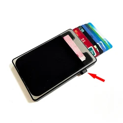 New Men's Slim Wallet Smart Auto Pop Up Wallet Card Holder Brush Aluminum Purse Credit Card Case With Elasticity Pouch