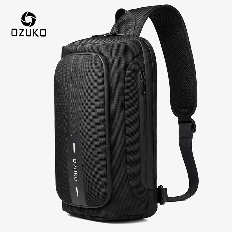 OZUKO Multifunction Men Chest Bag Anti-theft Male Sling Bags Waterproof Crossbody Messenger Bag USB Charging Outdoor Chest Pack