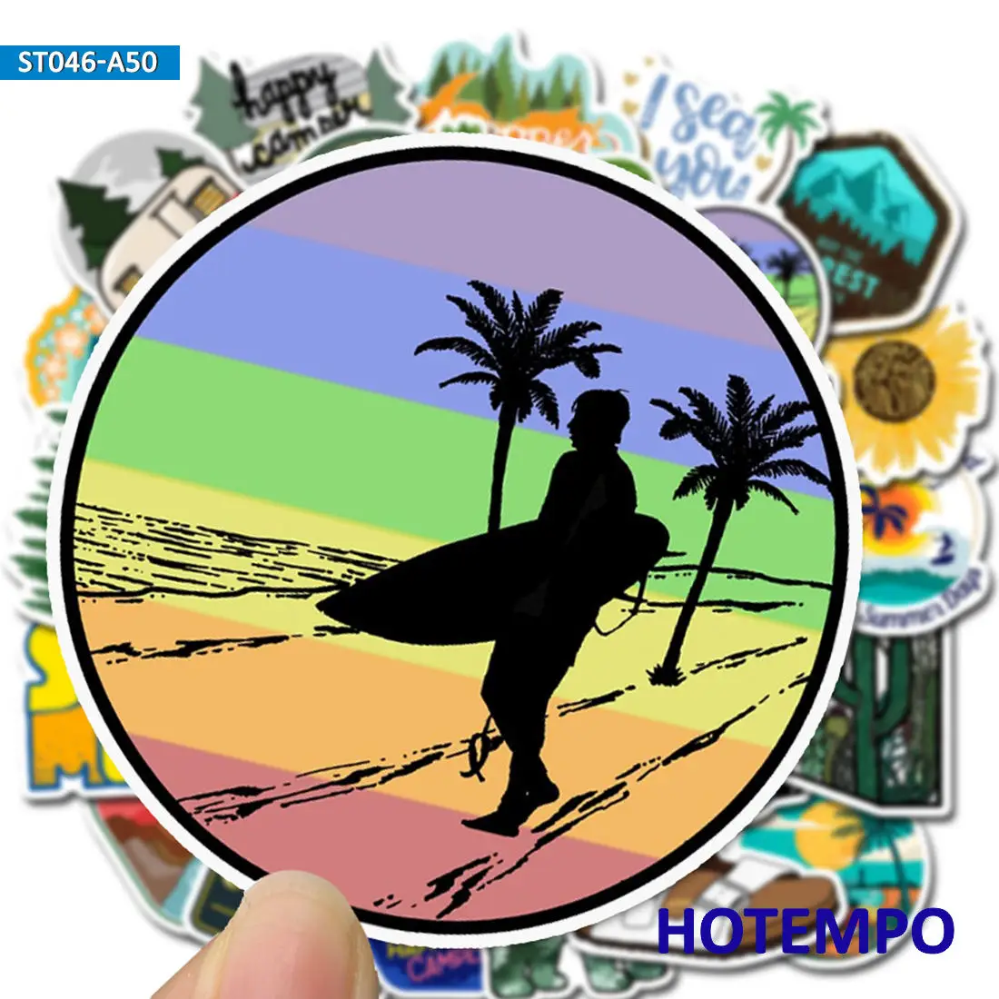 50PCS Travel Stickers Summer Beach Holiday Camping Hiking Climbing Trip Decals for Laptop Luggage Journal Bike Car Phone Sticker